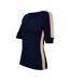 Womens/ladies Contrast Striped Cotton 3/4 Sleeve T-shirt Navy Gold Ralph Lauren-3