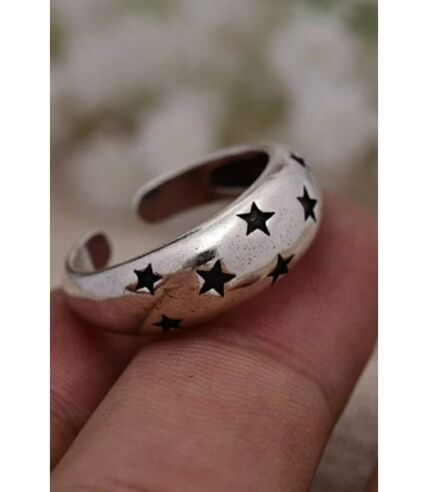 Silver Open Ring Women Lady Punk Vintage Space Star Statement Chunky Ring