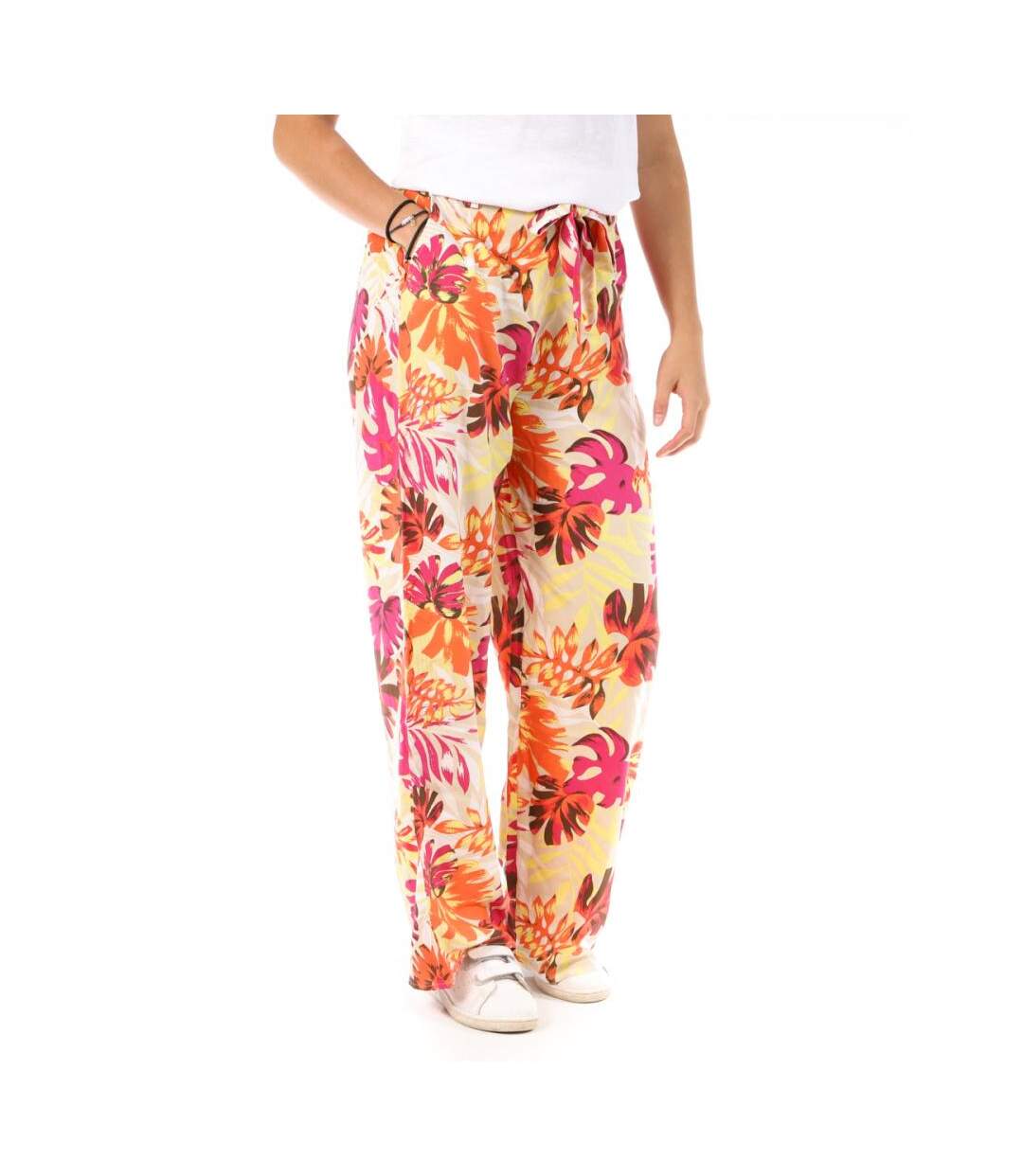 Pantalon Orange à fleurs Femme Only Nova Life Palazzo - 36-1