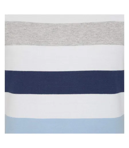 Womens/ladies Multi Stripe Breton Top Blue Lazy Jacks