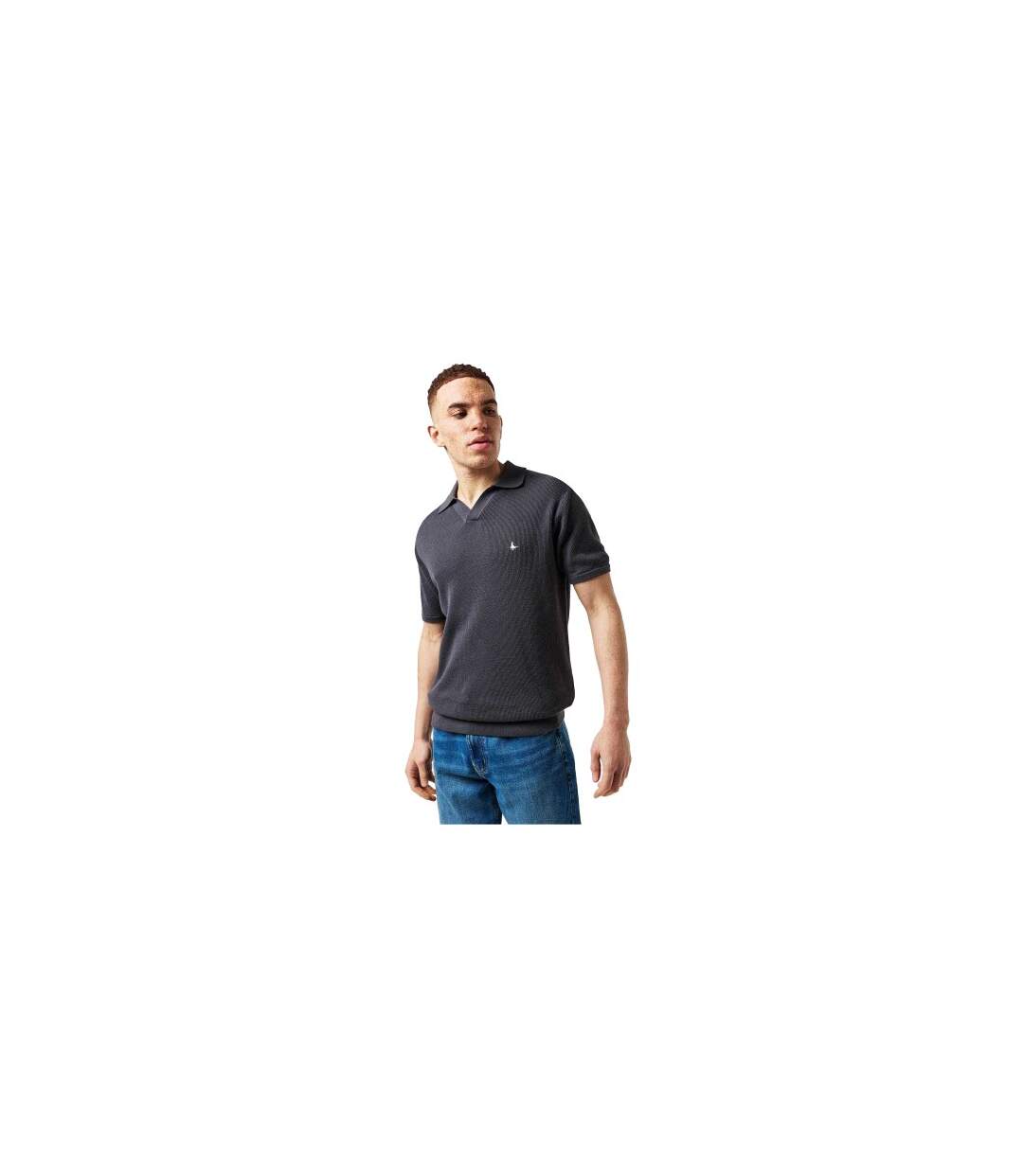 Mens Knitted Polo Shirt Forged Iron Jack Wills-2