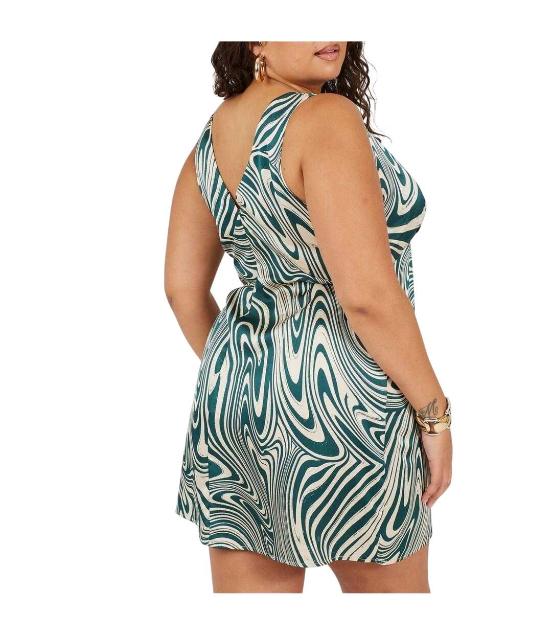 Robe Courte Sans Manches Motif/style Tourbillon Femme Vert Brave Soul-3