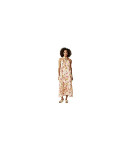 Robe Longue Motif/style Imprimé Palmier Femme Rose Jaune Biba
