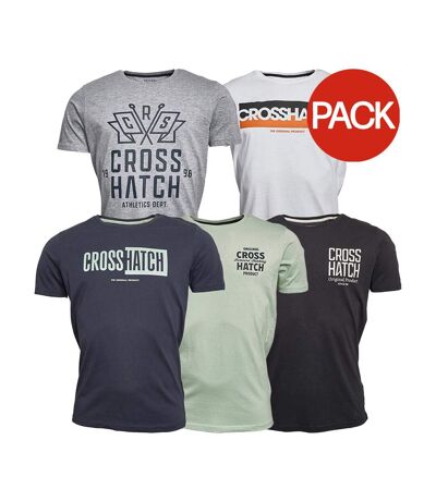 Pack Of 5  Mens Logotime T-shirt  Black White Navy Mint Grey Marl Crosshatch