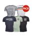Pack Of 5  Mens Logotime T-shirt  Black White Navy Mint Grey Marl Crosshatch-1