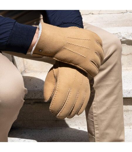 Isotoner Gants homme chauds et doux, en cuir de mouton retourné