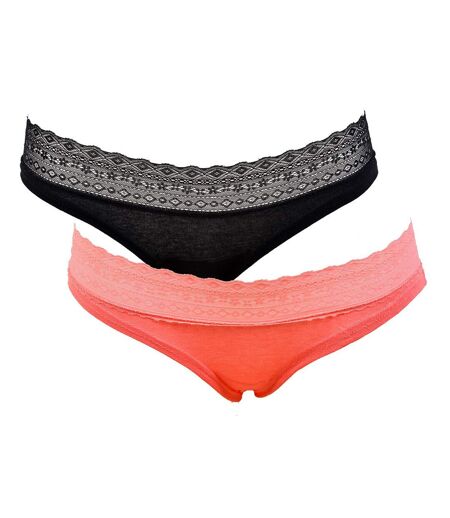 Culottes Femme MANOUKIAN Underwear Confort Qualité supérieure Pack de 2 MANOUKIAN Dentelle Noir Rose