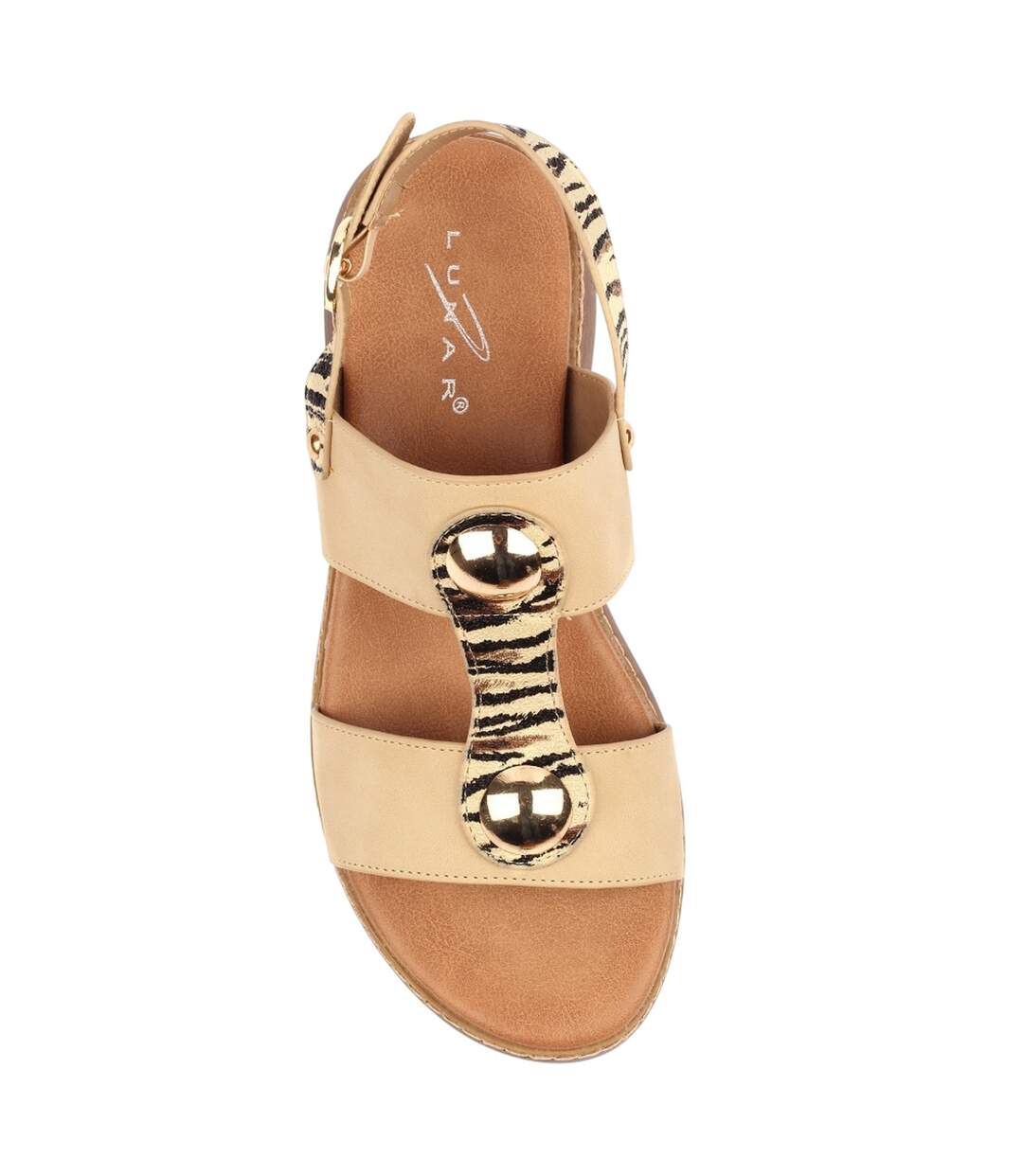 Sandales À Talons Compensés Georgia Femme Beige Lunar-4