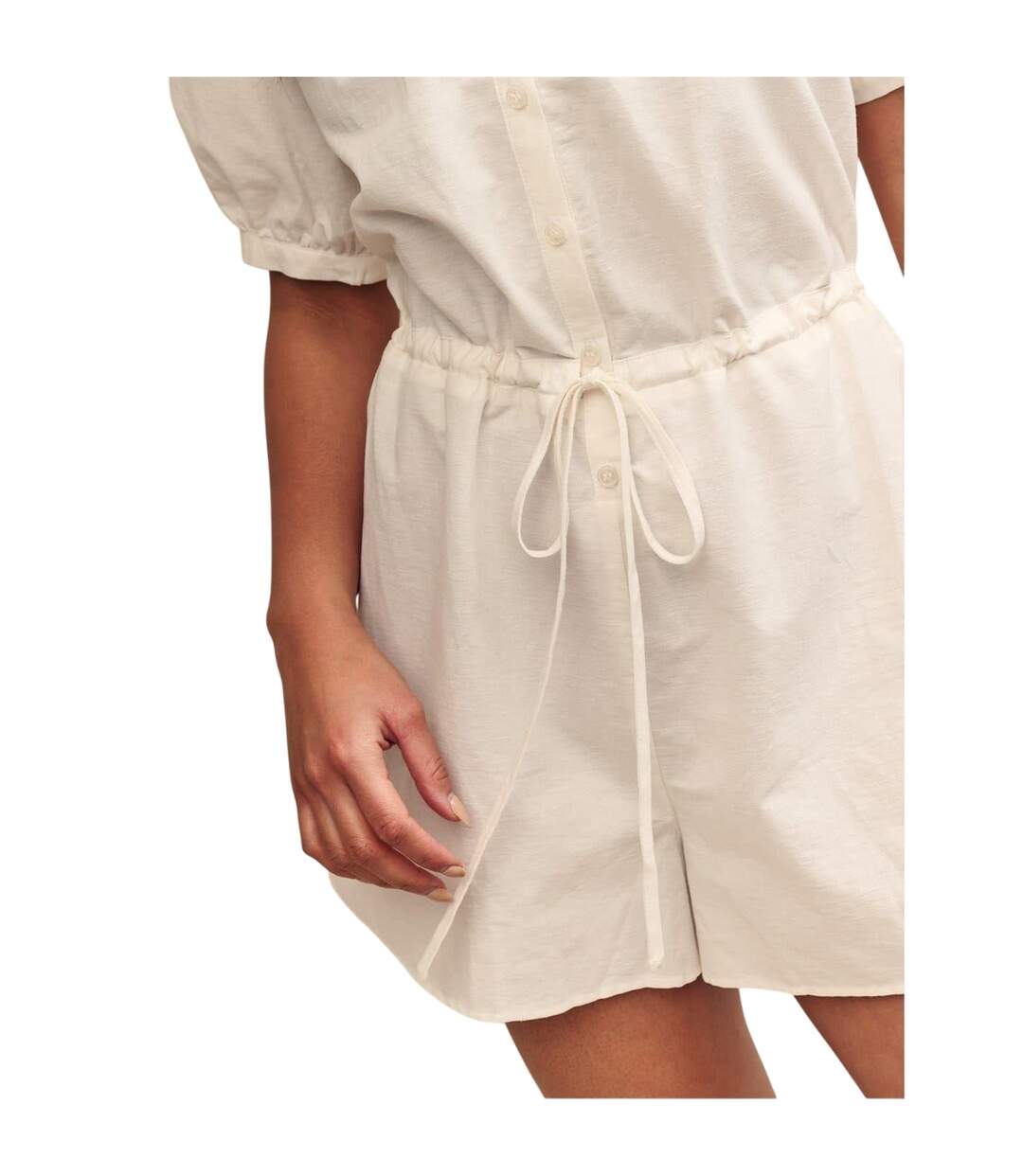 Combishort Manches Bouffantes Femme Blanc Nobody´s Child-4