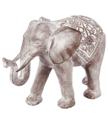 Statue Eléphant en résine - H. 30 cm - Gris effet blanchi