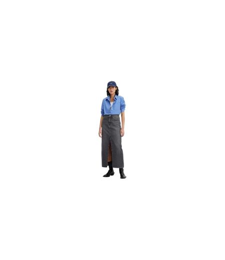 Womens/ladies Denim High Waist Maxi Skirt Black Levis
