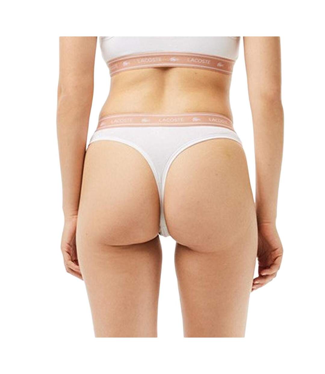 Tanga blanc/rose femme lacoste more-2
