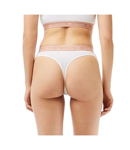 Tanga blanc/rose femme lacoste more