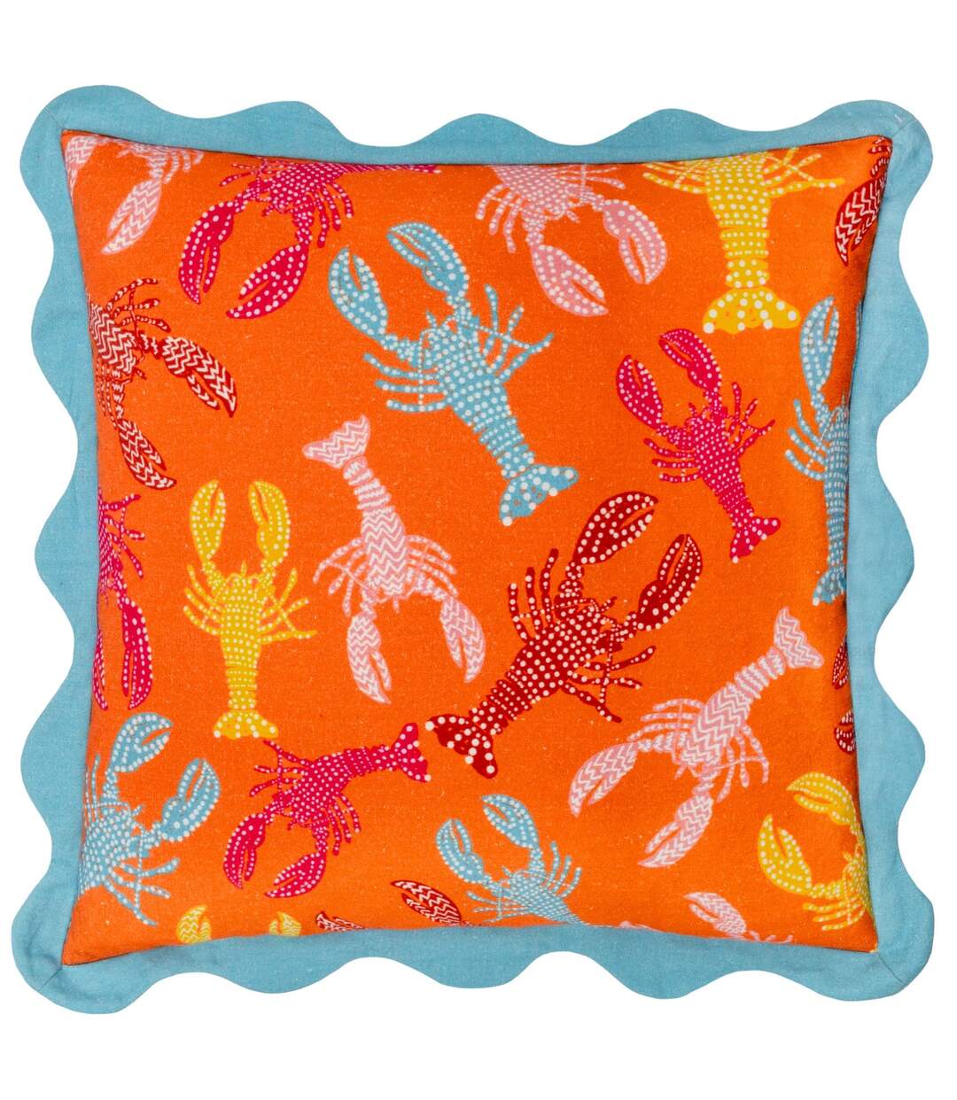 Scalloped crustaceans cushion cover 50cm x 50cm orange/aqua Furn