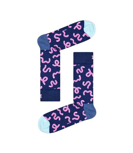 1 Pack Mens & Ladies Cotton Navy Worm Design Socks