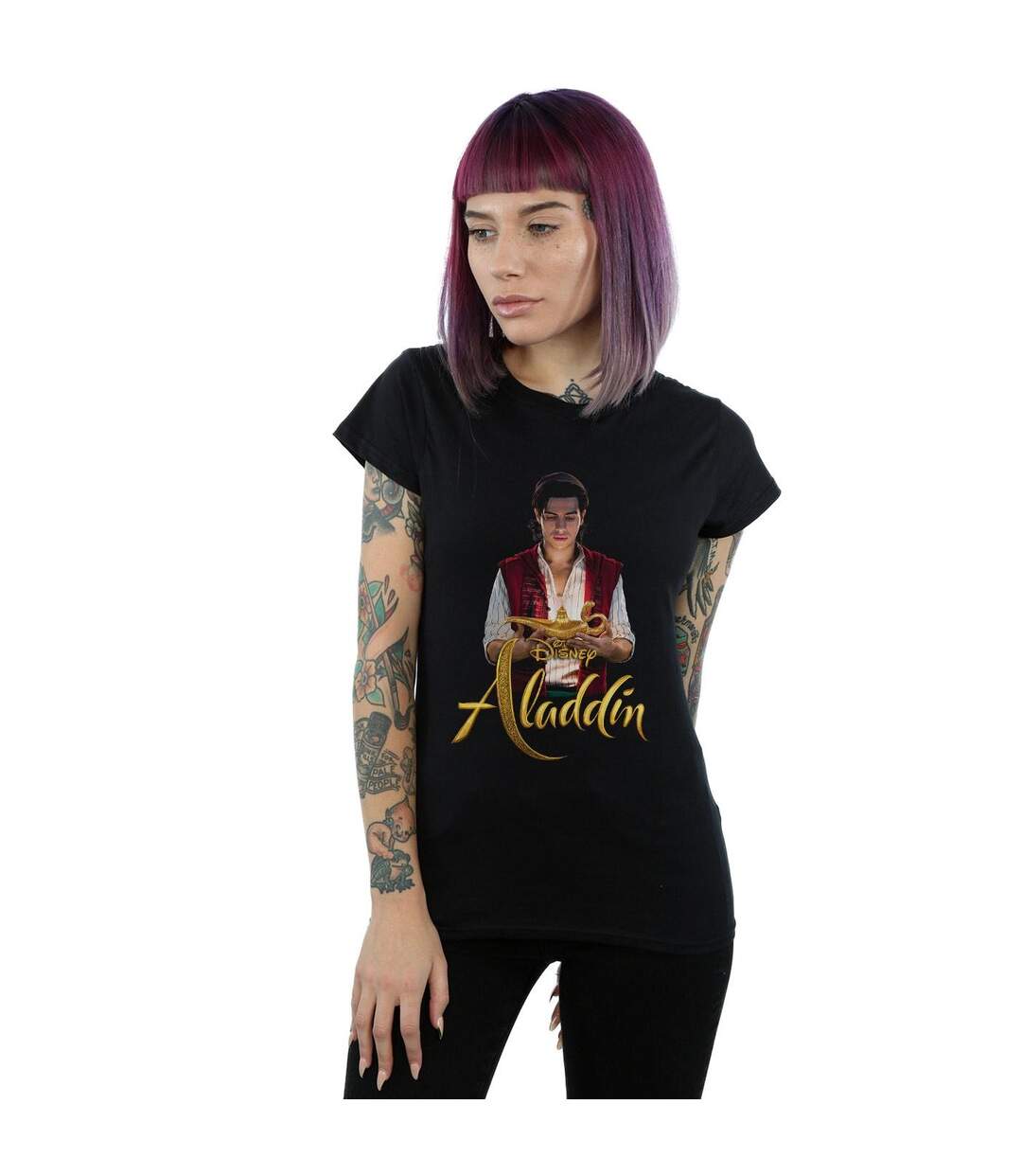 Disney Femme/Ladies Aladdin Movie Aladdin Photo Cotton T-Shirt (Noir) - UTBI6591-2