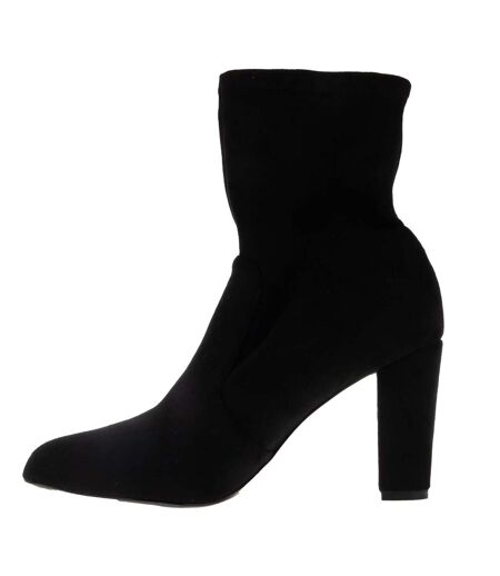 Womens/ladies oty suede heeled ankle boots black Dune London