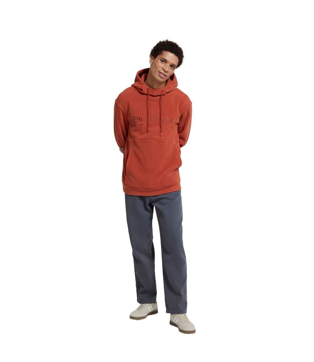 Mens louis fleece hoodie orange Animal