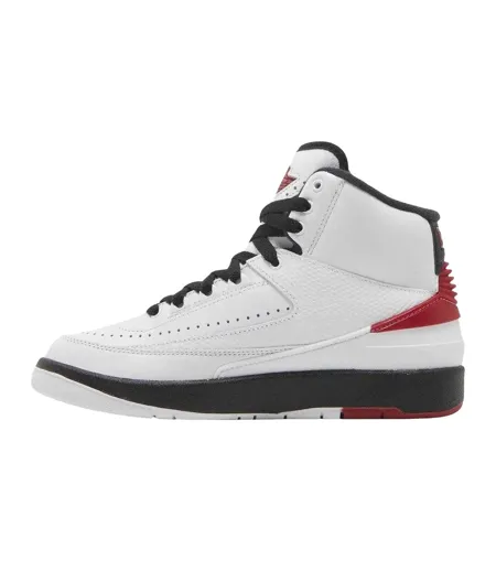 Mens Air Jordan 2 Retro Leather Trainers White Red Nike