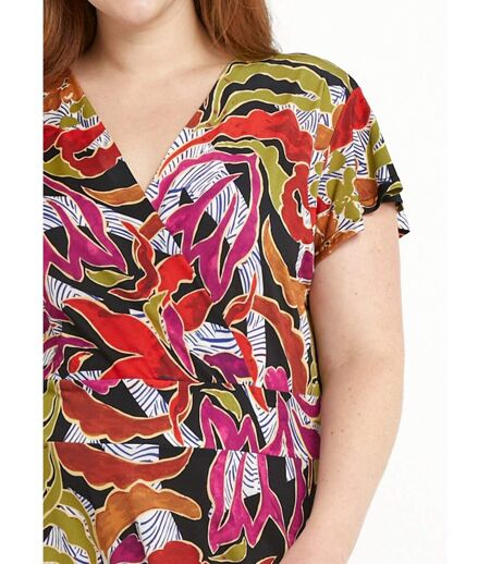 Robe courte cache-coeur imprimée évasée