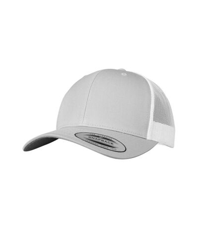 Unisex adult retro two tone trucker cap silver/white Flexfit