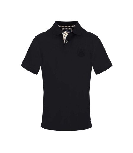 Mens Embroidered Logo Polo Shirt Black Aquascutum