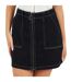 Womens/ladies Denim Full Zip High Waist Mini Skirt Black White Brave Soul-2