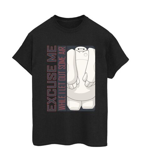 Disney Womens/Ladies Big Hero 6 Baymax Excuse Me Some Air Cotton Boyfriend T-Shirt (Noir) - UTBI15690