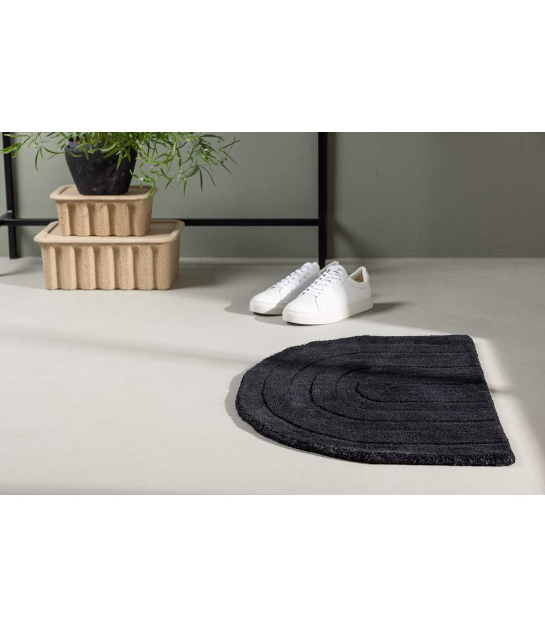 Tapis Demi-Rond Nora 50x80cm Noir-4