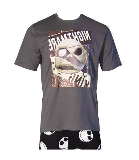 Ensemble De Pyjama Motif Jack Skellington Motif/style Toile D´araignée Homme Gris Noir Nightmare Before Christmas