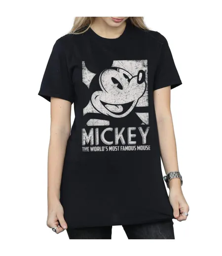 Disney Femme/Les femmes Mickey Mouse Most Famous Cotton Boyfriend T-Shirt (Noir) - UTBI35825