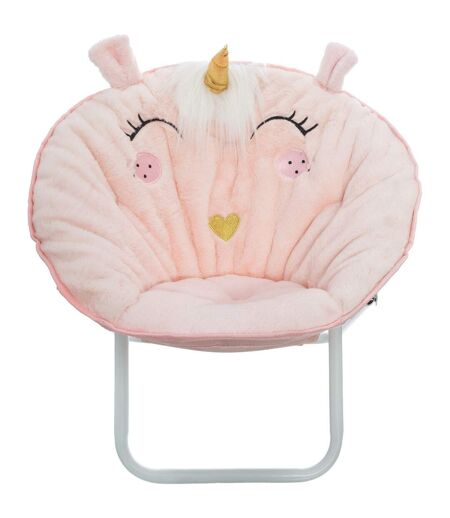 Fauteuil loveuse enfant pliante Licorne - L. 50 x H. 50 cm - Rose