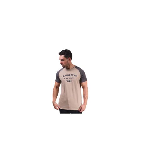 T-shirt Manches Raglan Homme Beige Gris Lambretta