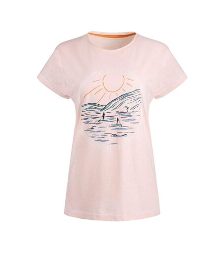 Womens/ladies Adventure Awaits Slub Organic T-shirt Pink Weird Fish