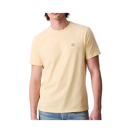 T-shirt jaune homme calvin klein jeans badge 30s - l