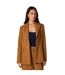Womens/ladies Double-breasted Edge To Edge Blazer Camel Principles-1