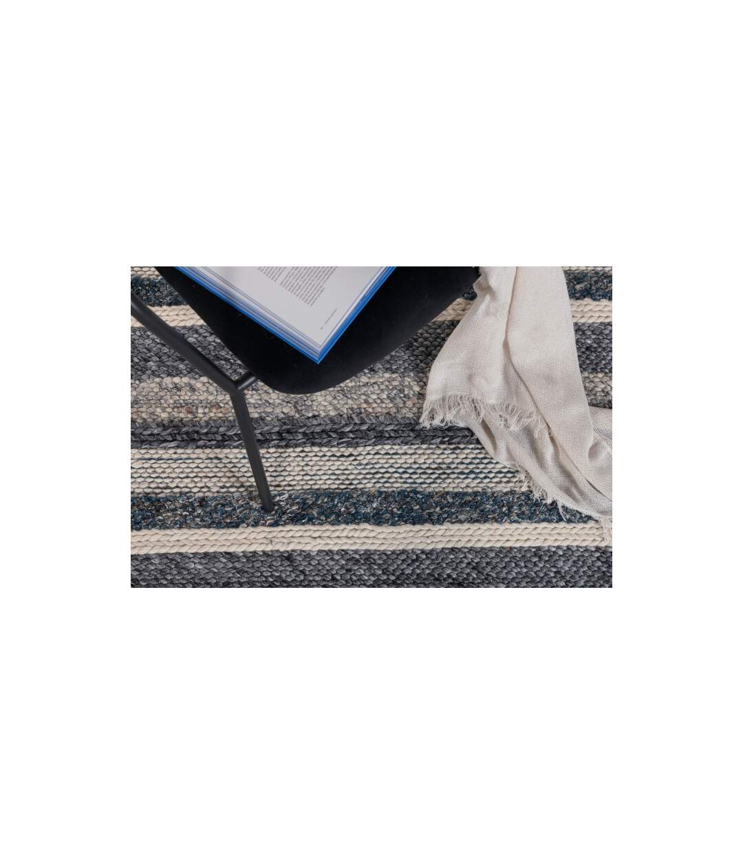Tapis Déco en Laine Agra 170x240cm Bleu-5