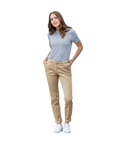 Front Row Womens/Ladies Cotton Rich Stretch Chino Trousers (Stone) - UTRW4700