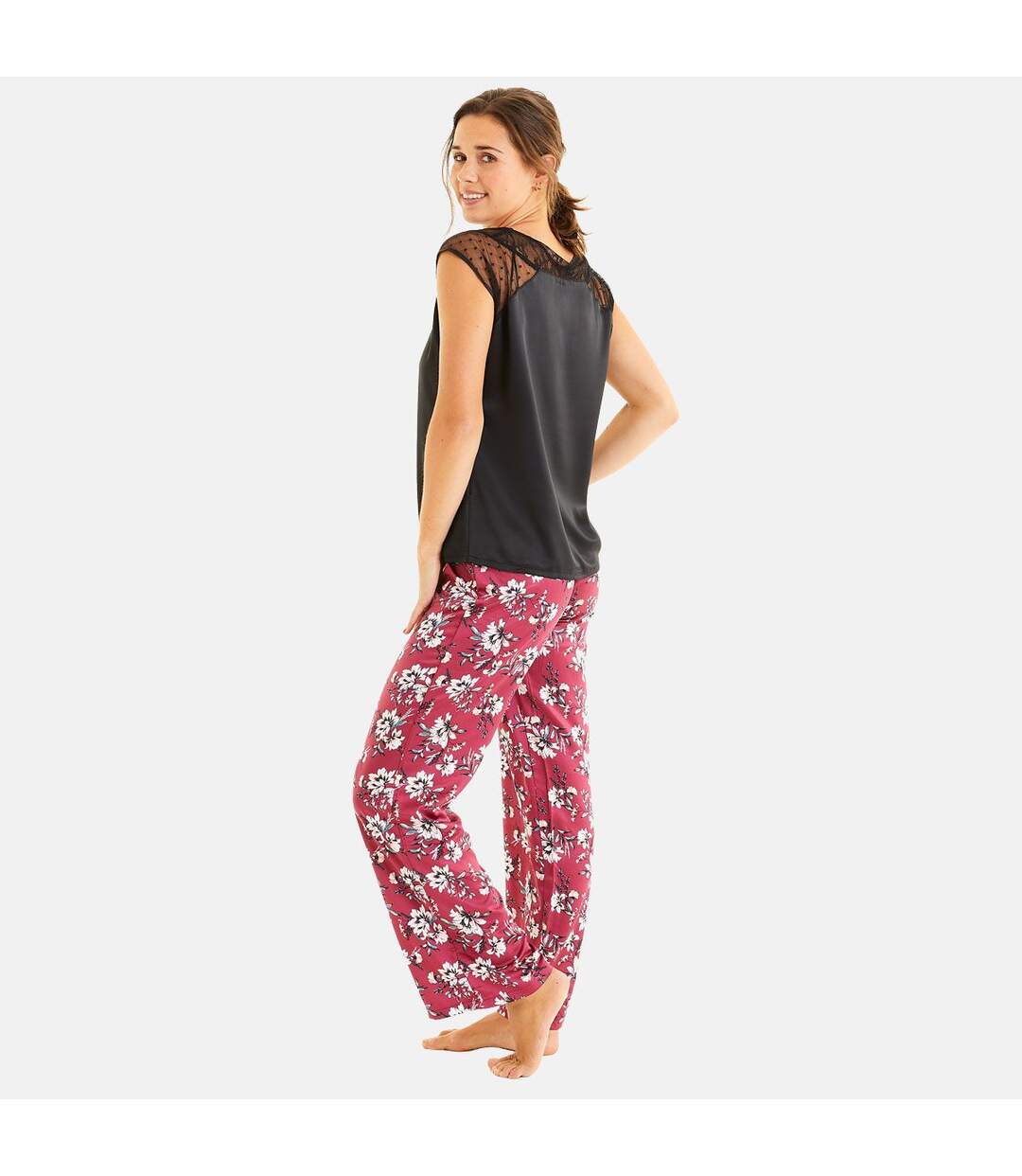 Top de pyjama noir Pivoine