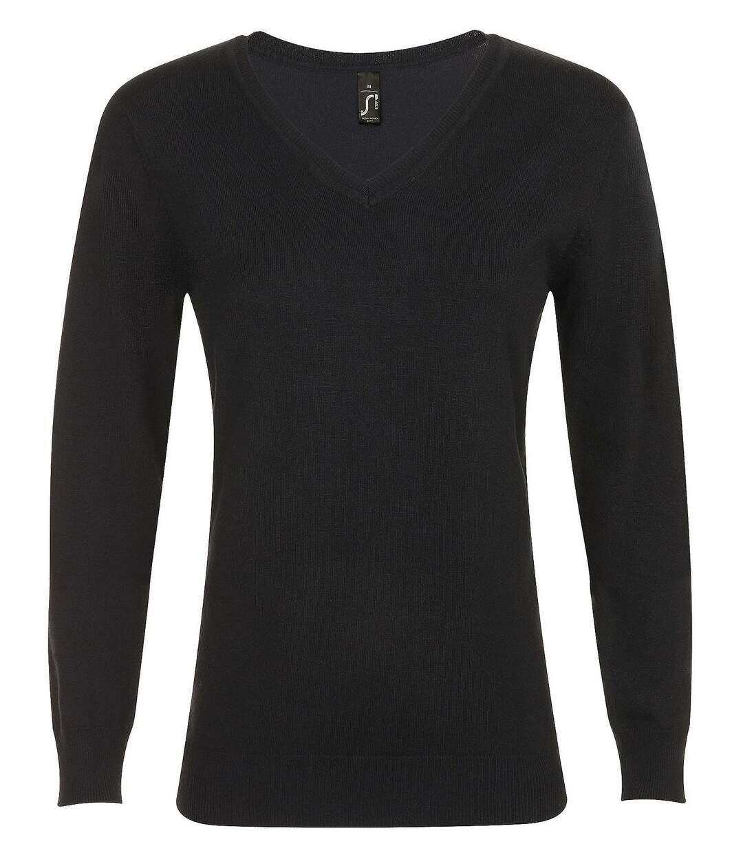 Pull classique col V - Femme - 01711 - noir-1