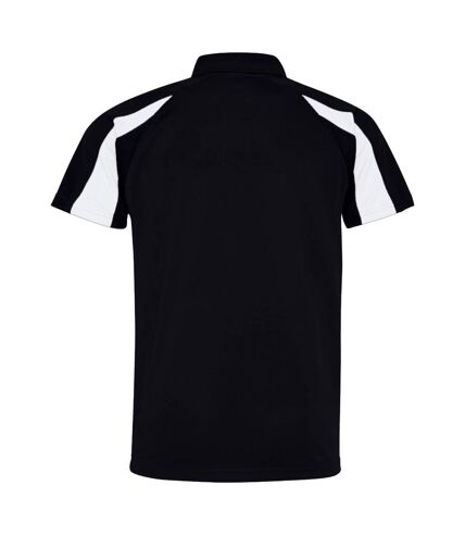 AWDis Just Cool Mens Short Sleeve Contrast Panel Polo Shirt (Jet Black/Arctic White) - UTRW3479
