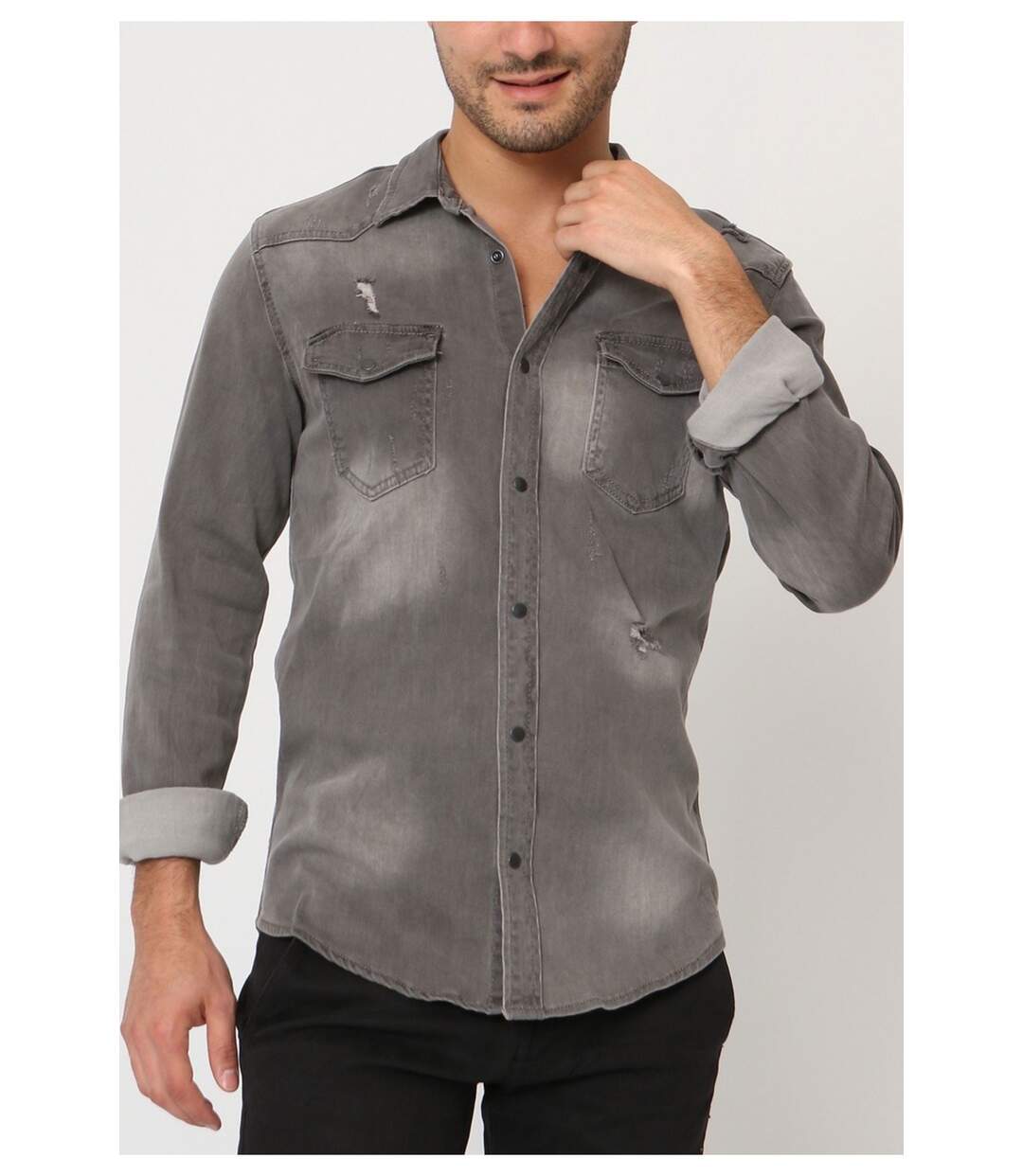 Chemise en jean homme pas online cher