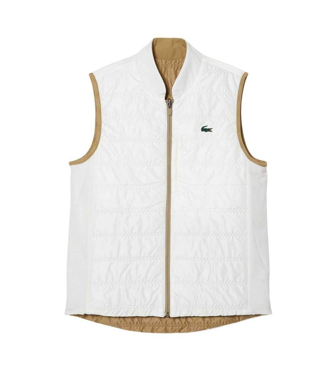Womens/ladies Quilted Reversible Golf Gilet Beige Lacoste-4