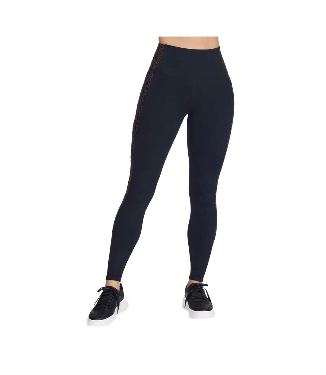 Womens/ladies Go Walk Cheetah Print Leggings Black Skechers-1