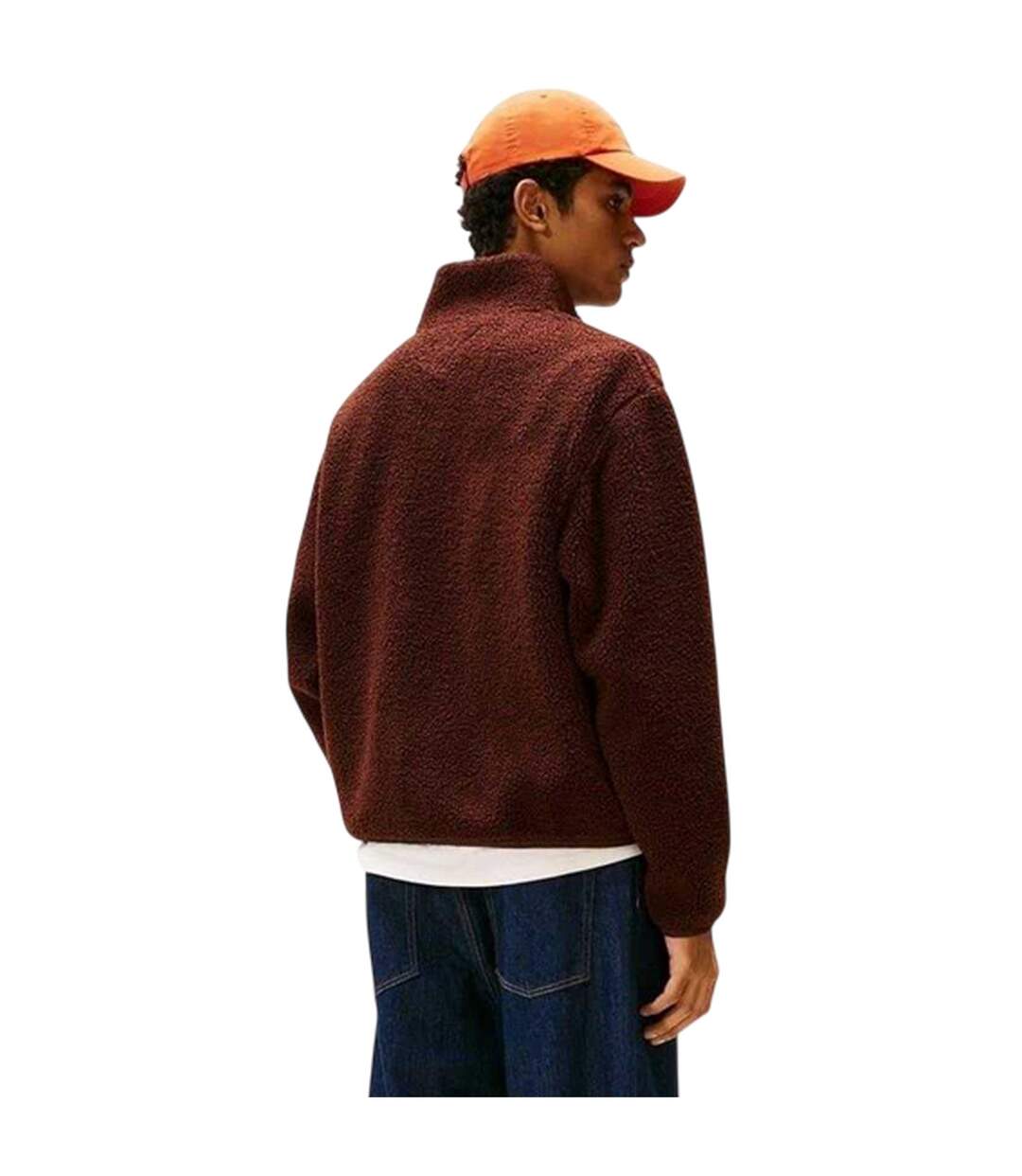 Mens Teddy Fleece Regular Fleece Jacket Brown Tommy Jeans-3
