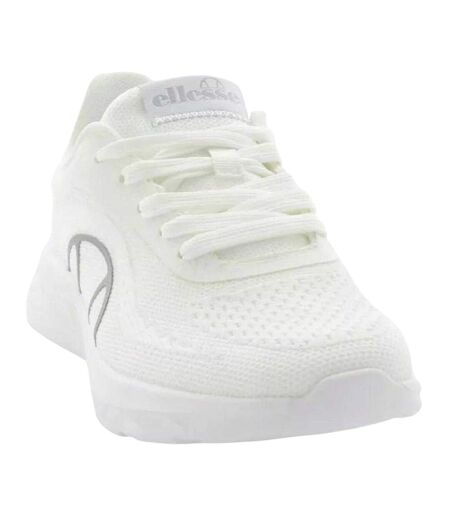 Womens/ladies Como Logo Low Cut Trainers White Silver Ellesse