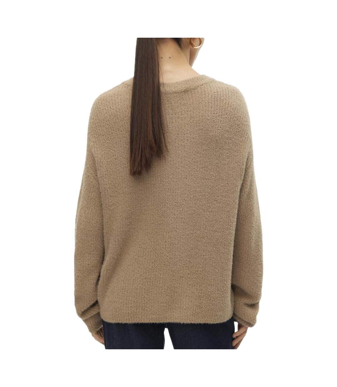 Pull marron clair femme vero moda puff-2