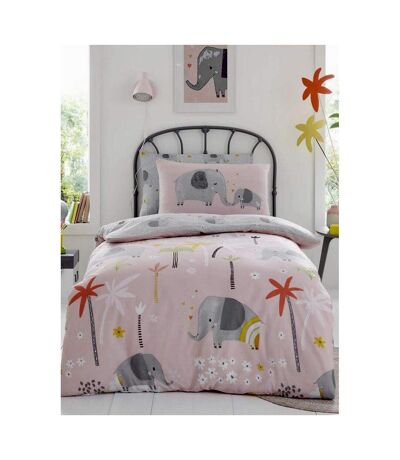 Elephant Duvet Set (Pink/Gray/White)
