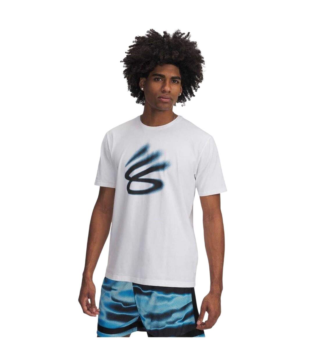 T-shirt Curry Playable Homme Blanc Noir Under Armour-1
