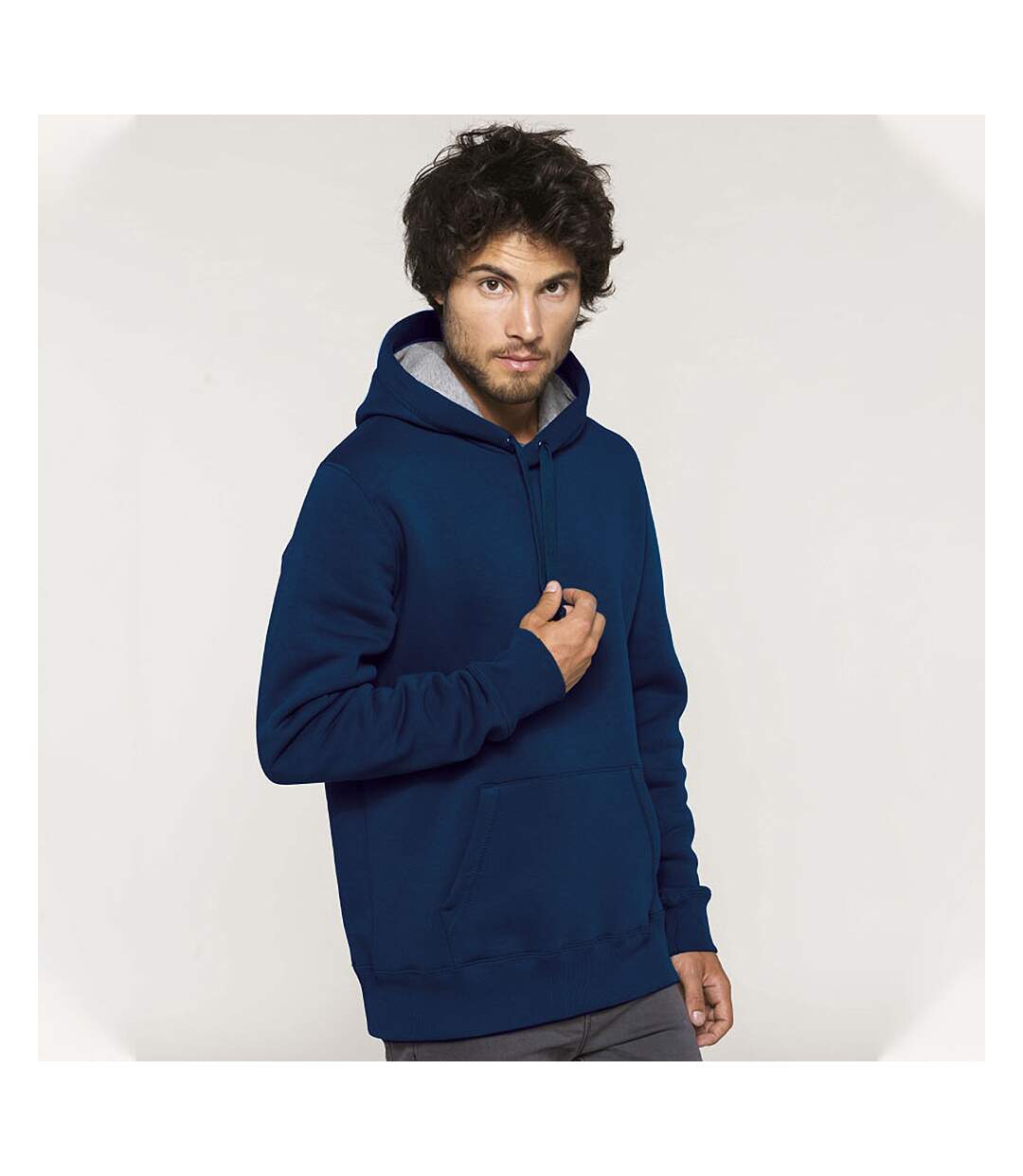 Kariban Mens Heavy Contrast Hooded Sweatshirt / Hoodie (Navy) - UTRW717-2